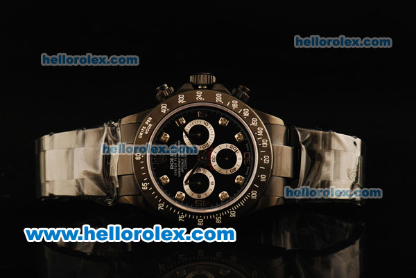 Rolex Daytona Chronograph Swiss Valjoux 7750 Automatic Movement Full PVD with Black Dial and Diamond Markers - Click Image to Close
